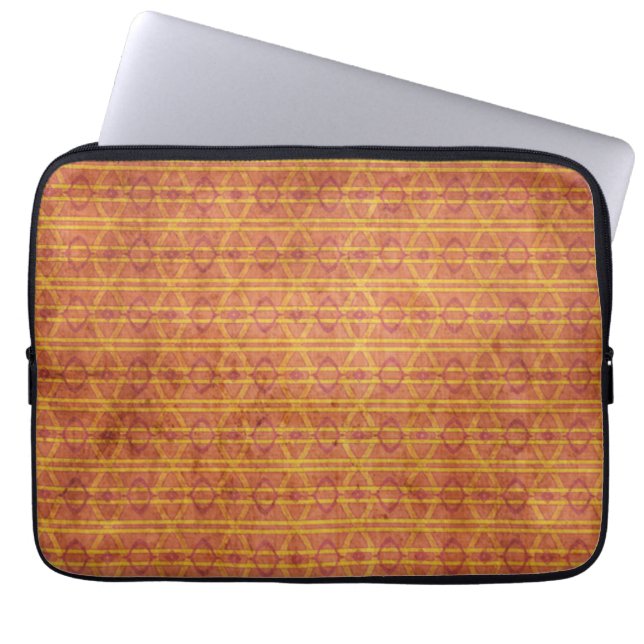 Red and Orange Aztec Pattern Laptop Sleeve (Front)