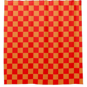 Red and Orange Chequered Pattern Shower Curtain