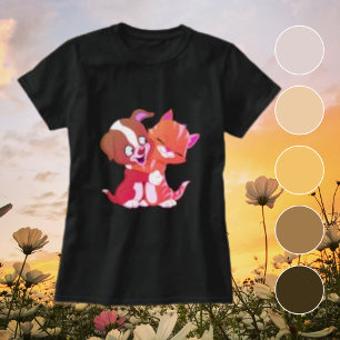 Red and Orange Cute Cat Kitten Nature Hug T-Shirt