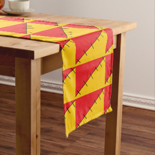 Red and orange Faux stitched Short Table Runner