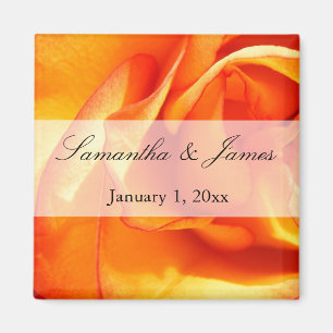 Red and Orange Flaming Rose Magnet