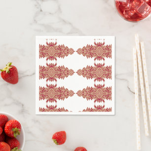 Red and orange floral design with ornamental graph napkin