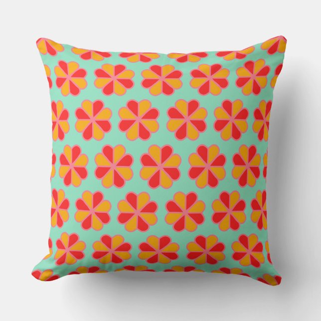 Red and Orange Flower Petals Cushion (Front)