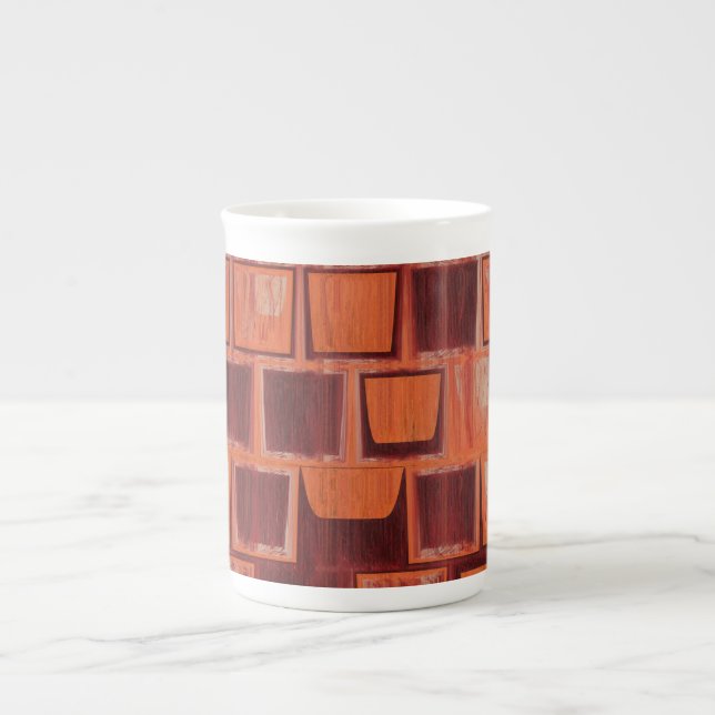 Red and Orange Geometric  Bone China Mug (Front)