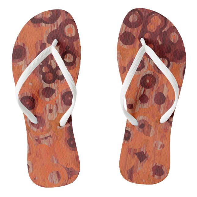 Red and Orange Geometric  Flip Flops (Footbed)