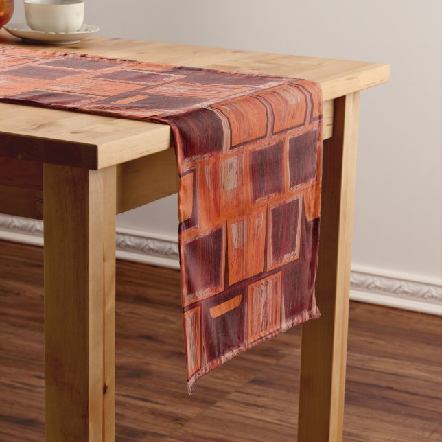 Red and Orange Geometric   Medium Table Runner (In Situ)
