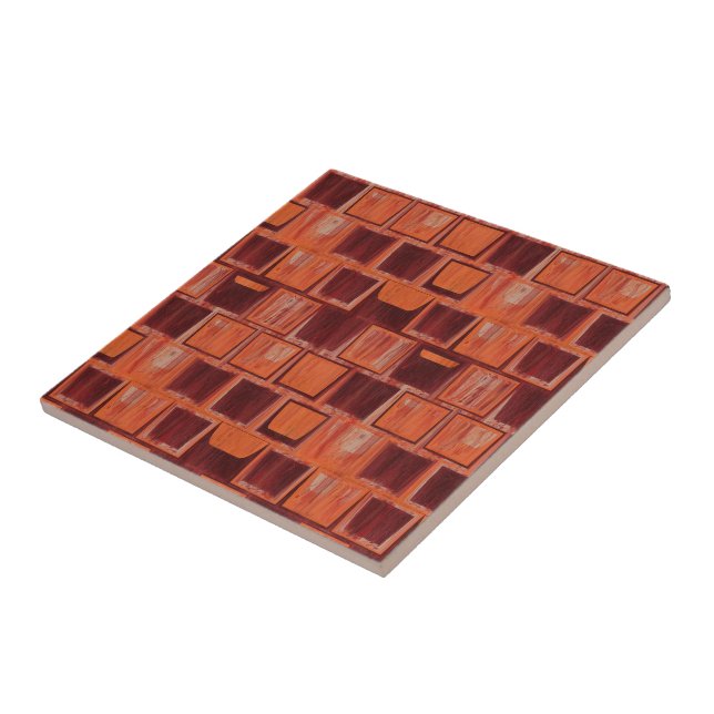 Red and Orange Geometric Tile (Side)