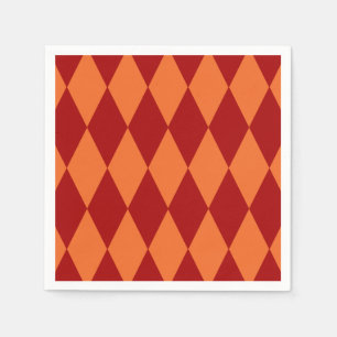 Red and Orange Harlequin Checkered Design Napkin
