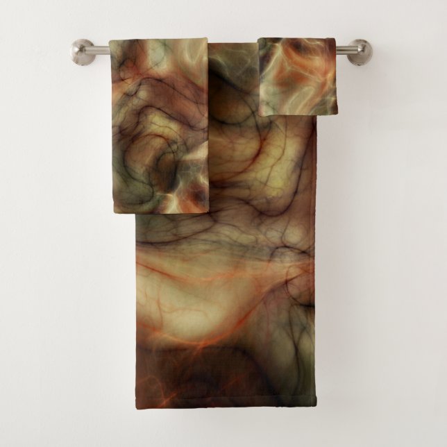 red and orange Marble abstract Bath Towel Set (Insitu)