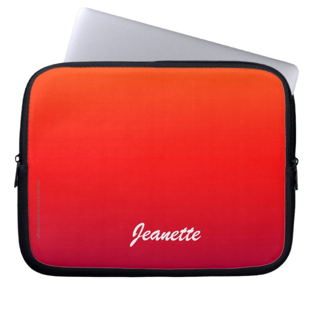 Red and Orange, Name, Minimalist Computer Laptop Sleeve (Front)