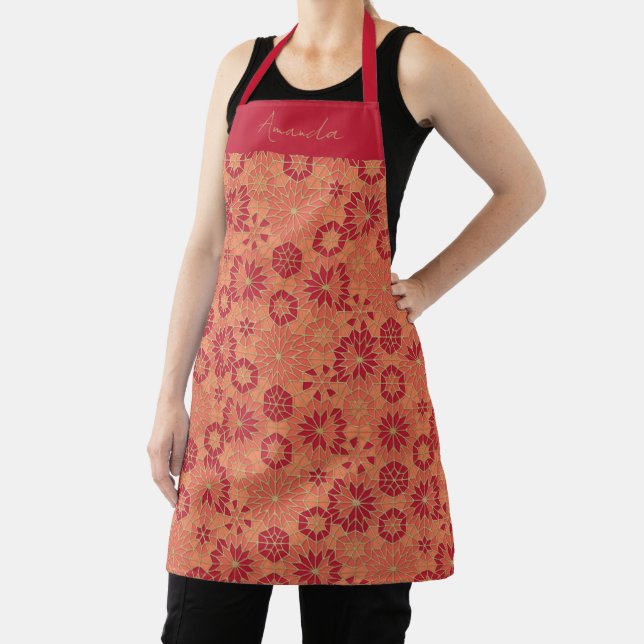 Red and orange pattern apron (Insitu)