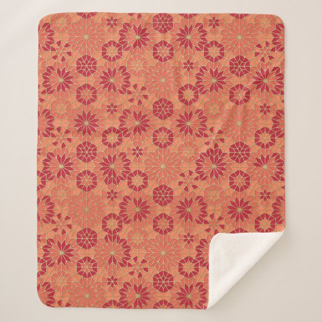 Red and orange pattern sherpa blanket (Front)