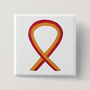 Red and Orange Ribbon Awareness Custom Pin Button