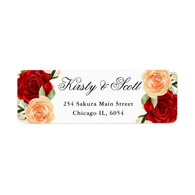 Red and Orange Roses Wedding address (Front)