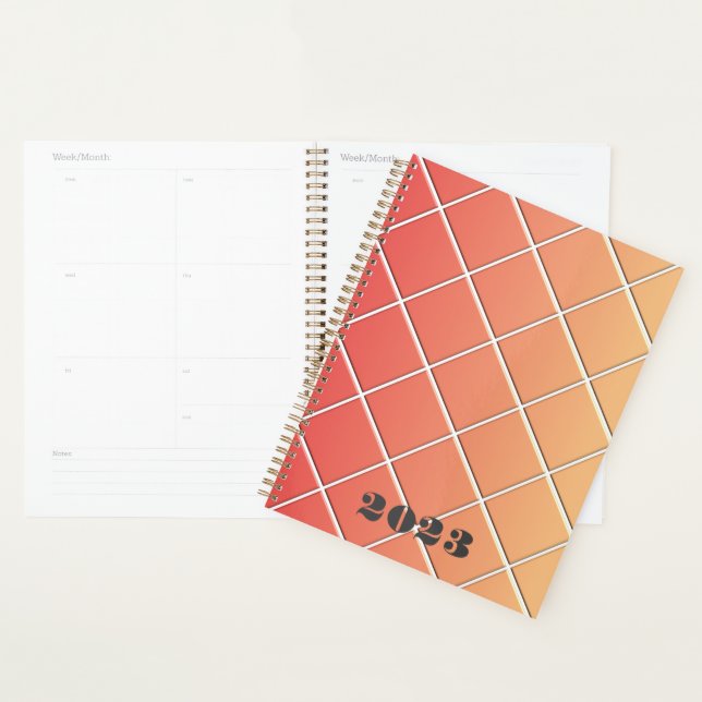 Red and orange square grid with gradient -any year planner (Display)