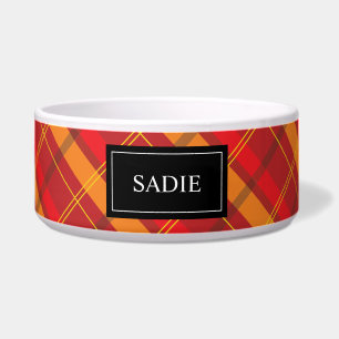 Red And Orange Tartan Pattern With Pet's Name