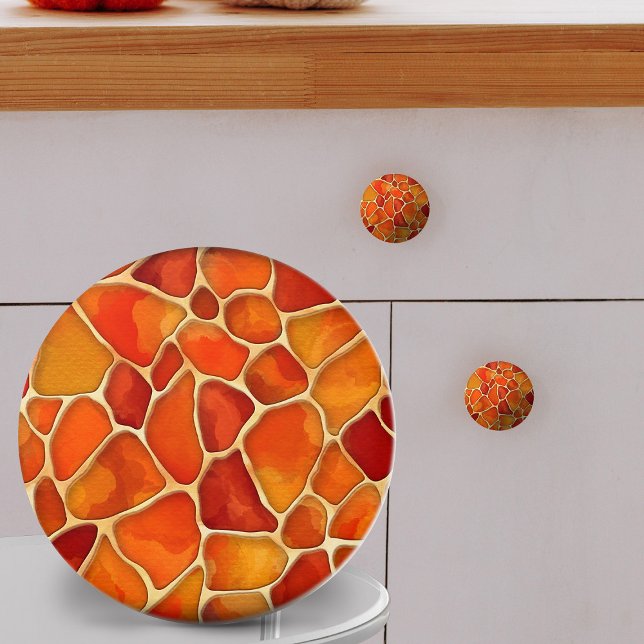 Red and Orange Watercolor cells abstract Ceramic Knob (Creator Uploaded)