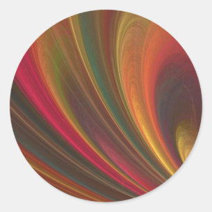 Red And Orange Waves Classic Round Sticker