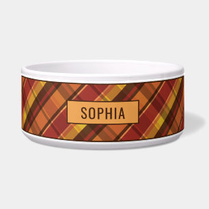 Red And Orange With Brown Plaid Pattern & Name