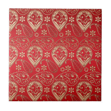 Red And Pale Gold Paisley