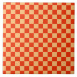 Red and Peach Check Chequered Chequerboard Pattern Tile<br><div class="desc">Red and Peach Check Chequered Chequerboard Pattern ceramic tile</div>