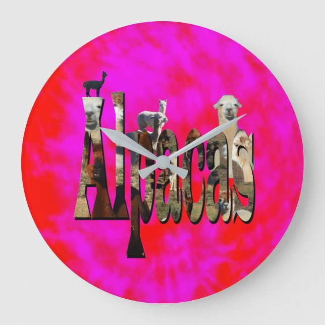 Red And Pink Alpaca Logo Design,   Large Clock (Front)