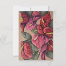 red and pink anthurium card