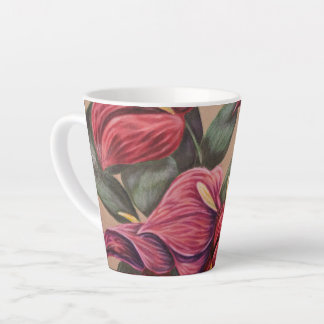 Red and pink anthurium flower mug