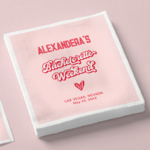 Red and Pink Bachelorette Party Napkin