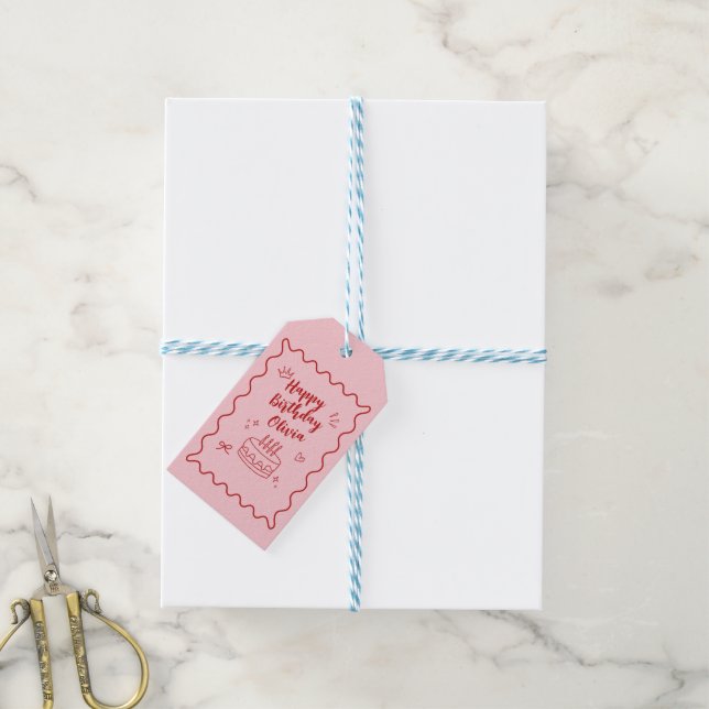 Red and Pink Birthday Gift Tags (With Twine)