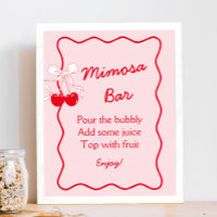Red and Pink Bow Bridal Shower Mimosa Bar