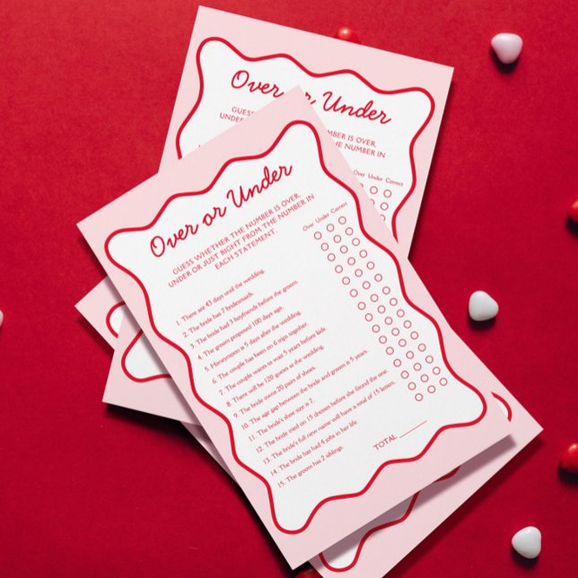 Red and Pink Bridal Shower Over Under Game (Creator Uploaded)