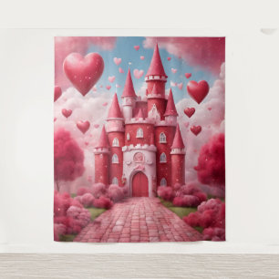 Red and Pink Castle Backdrop Tapestry
