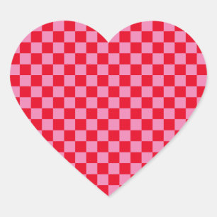 Red and Pink Checkered Heart Sticker