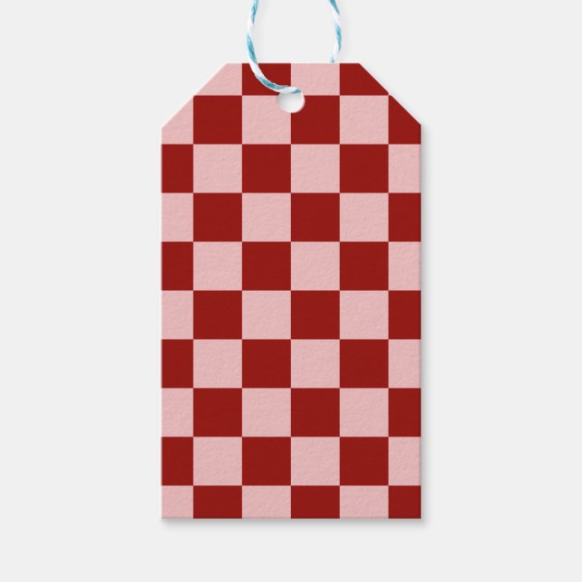 Red and Pink Chequerboard Gift Tags (Front)
