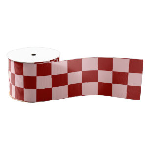 Red and Pink Chequerboard Grosgrain Ribbon