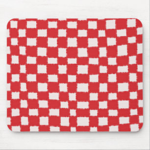 Red and Pink Chequerboard Pattern Bold and Stylish Mouse Mat