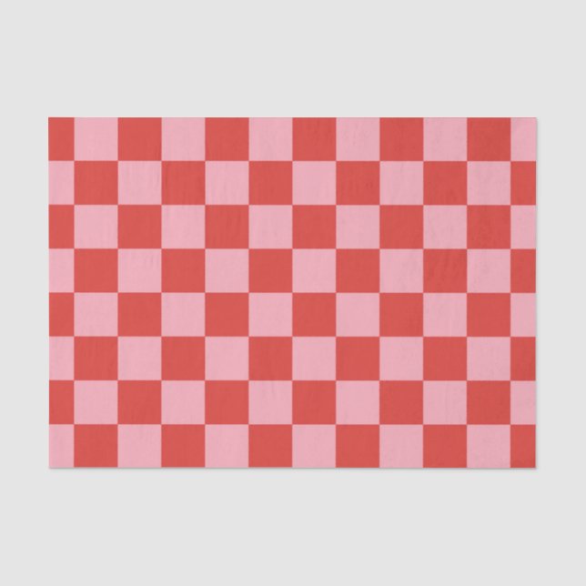 Red and Pink Chequerboard Pattern Tissue Paper (Front)