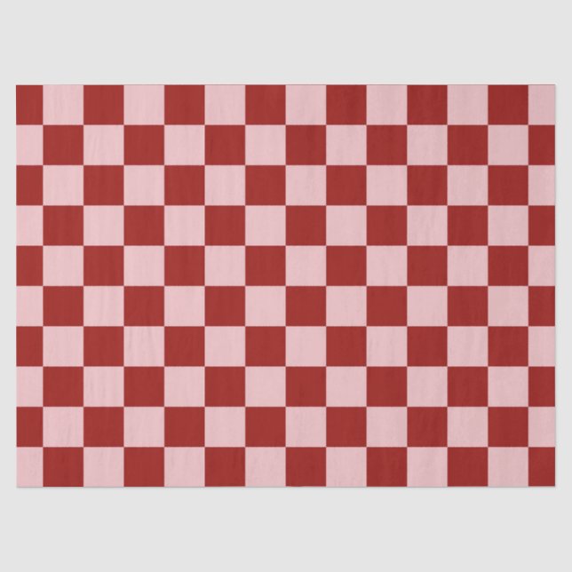 Red and Pink Chequerboard Tissue Paper (Front)