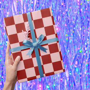 Red and Pink Chequerboard Wrapping Paper