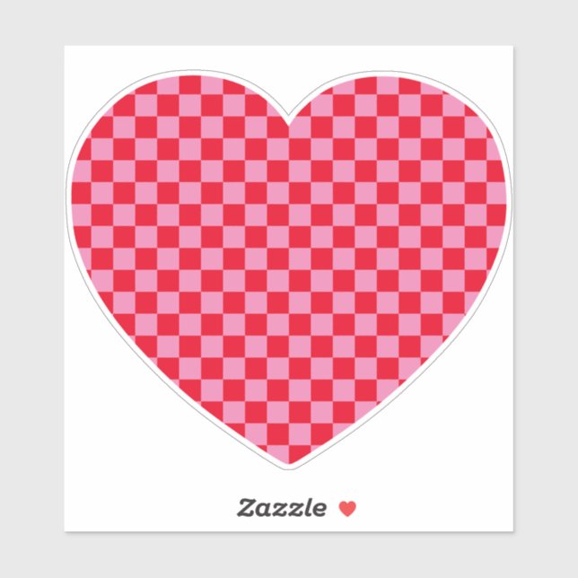 Red and Pink Chequered Heart (Sheet)