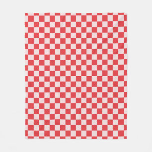 Red And Pink Chequered Pattern Chequerboard Check Fleece Blanket