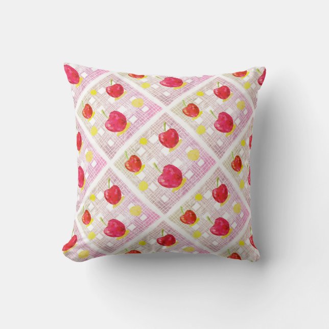 Red and Pink Cherry Mix Throw Pillow (Front)