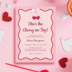 Red and Pink Cherry on Top Bridal Shower Invitation