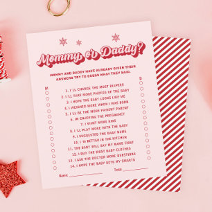 Red and Pink Christmas Baby Shower Guess Who Game