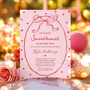 Red And Pink Coquette Bow Valentine's Baby Shower  Invitation