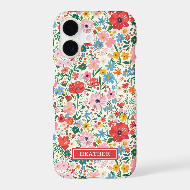 Red and Pink Ditsy Flowers Monogrammed (Back)