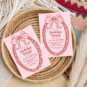 Red and Pink Elegant Brunch graduation Invitation
