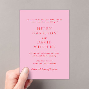 Red and Pink Elegant Classic Wedding Acrylic Invitations