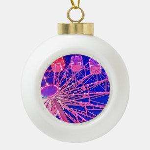 Red and pink Ferris wheel Ceramic Ball Christmas Ornament